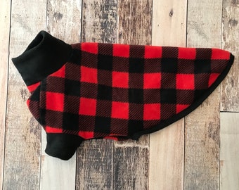 Plaid Greyhound pajamas, tartan greyhound fleece clothing, red greyhound coat, lurcher pjs, greyhound pajamas, red whippet pajamas