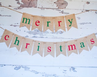 Merry Christmas Banner, Christmas Burlap Banner, Merry Christmas Burlap Banner, Christmas Decor, Holiday Decor, Christmas Banner, B388