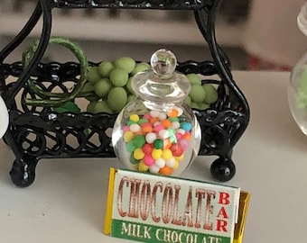 Miniature Candy, Filled Candy Jar and Candy Bar Set, Dollhouse Miniature, 1:12 Scale, Dollhouse Accessory, Decor, Mini Food, Crafts
