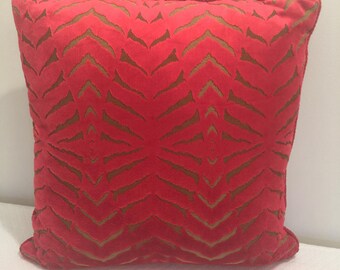 Red cut velvet pillow, with complimentary back