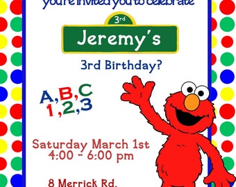 CUSTOM PHOTO Invitations Elmo Birthday Invitation - You Print - PRINTABLE - I Customize You Print - 4x6 or 5x7