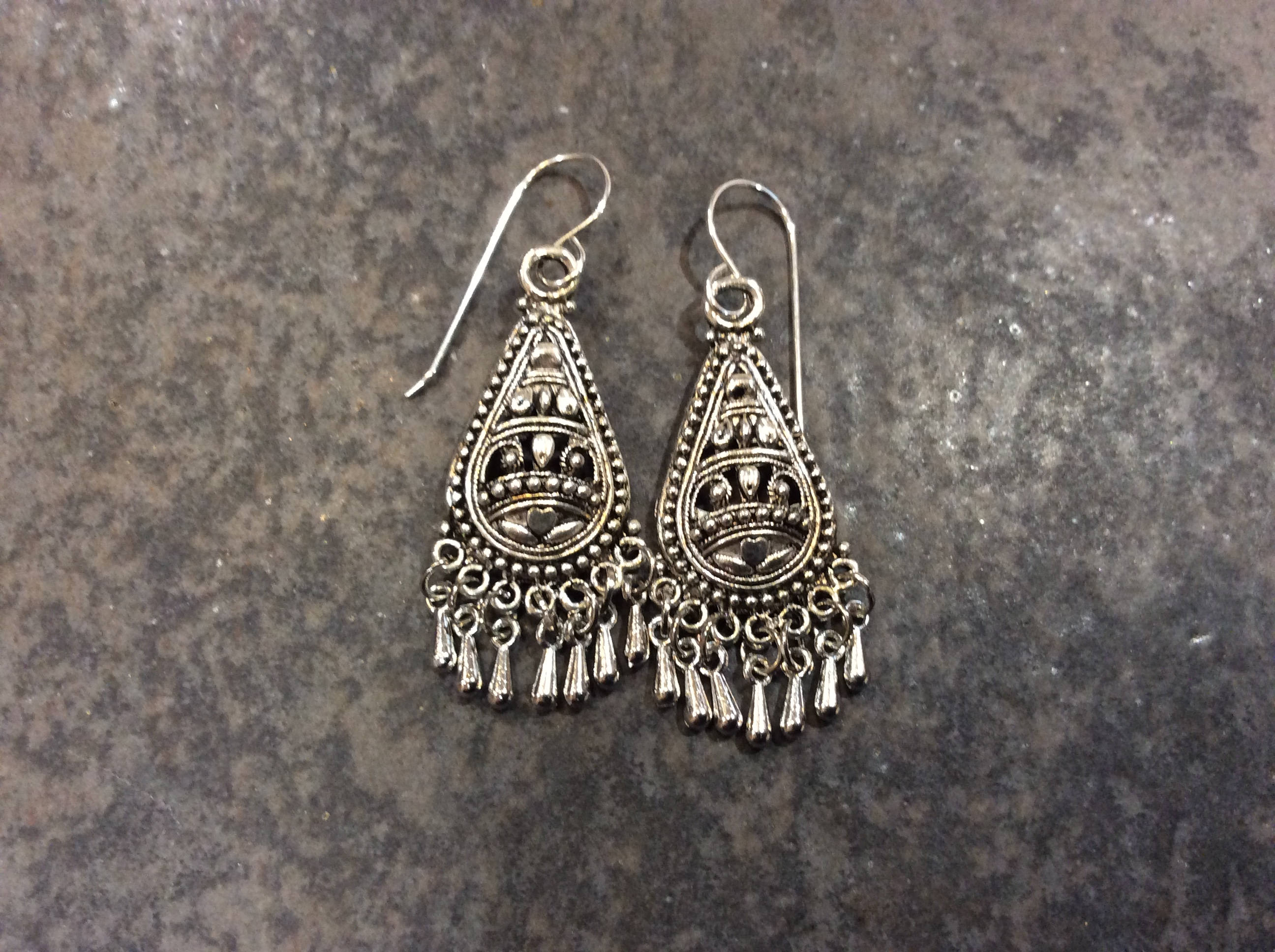 Silver Filigree Chandelier Earrings With Sterling Zoom
