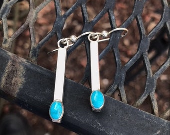 Sterling Silver Earrings, Sterling Silver Kingman Turquoise Earrings, Sterling Silver, Earrings, Sterling, Silver, Kingman Turquoise, Blue