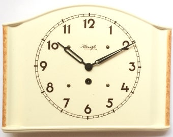 Kienzle Art Deco Mechanical Ceramic Wall Clock, 60's, Made in Germany