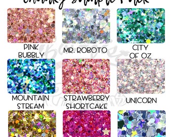 Chunky Glitter Sample Pack 9 - 1/2oz Jars