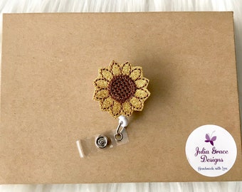 Sunflower Badge Reel, Badge Reel, Badge Holder, Retractable Badge, ID Badge Holder, Nurse Badge Reel, Medical Badge Reel, Teacher Badge Reel