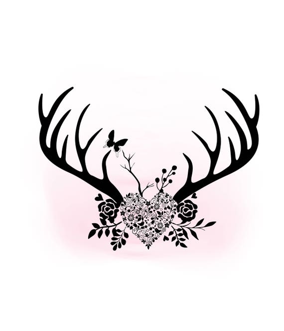 Download Floral Heart Antlers svg Heart antlers SVG Boho floral