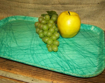 Teal Tray Fiberglass Serving Tray 1960s Tray Mid Century Tray