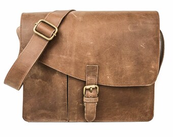 Full Grain Leather Messenger Bag, Distressed Leather Bag, Leather Laptop Bag, Leather Crossbody Bag, Men Messenger Bag, Leather Office Bag