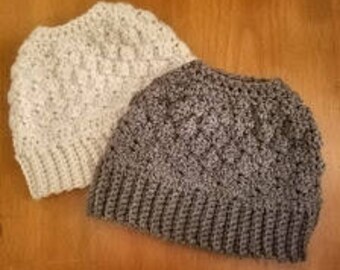 Messy bun beanie pattern