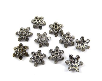 Set of 20 bead caps caps in silver 14mm.