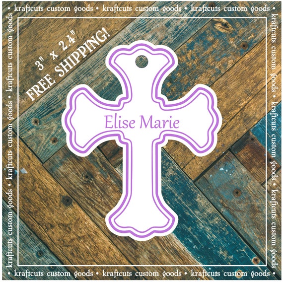 Baptism, Christening or First Communion Religious Cross Favor Tags - Baby Girl or Baby Boy Lavender #200L FREE SHIPPING!