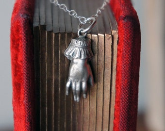 Solid Silver Antique Ladies Cuffed Hand Necklace