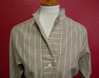 Vintage Willi of California Gray Striped Shirt Dress
