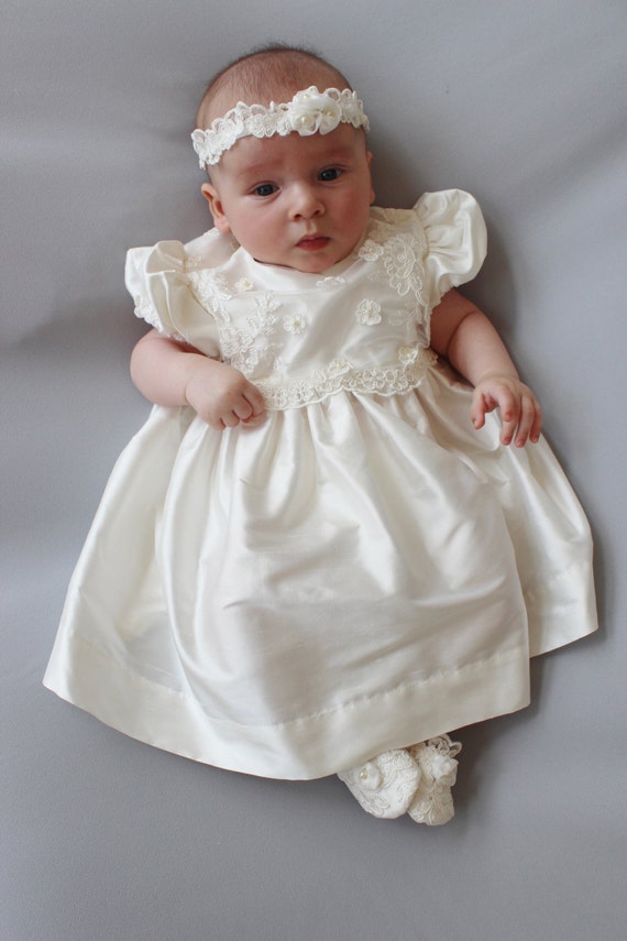 Items similar to SALE!!! - Amelia Christening Dress, Silk and Lace Baby ...