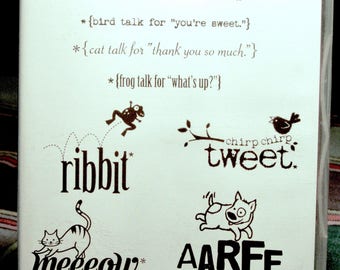 Used Like New! Animal Talk Stampin' Up! retired rubber stamp set (8)