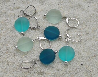 Sea Glass Crochet Stitch Markers - Knitting Stitch Markers - Removable Stitch Markers - 15mm teal turquoise green beach glass - set of 6