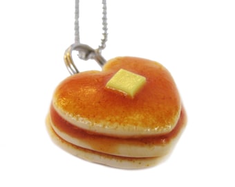 Pancake Heart Necklace, Heart Jewelry, Heart Shaped Pancake, Breakfast, Pancakes, Maples Syrup Pancake, Pancake Necklace