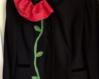 Kasper Jacket, embellished, Altered Wearable Art, Up-cycled clothing, Repurposed