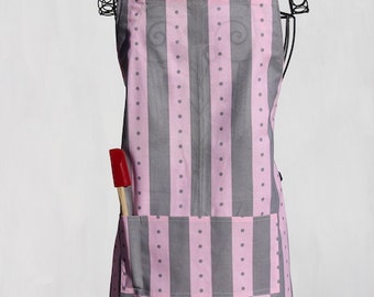 Pink and Gray Stripes Adjustable Chef Apron