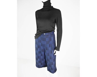 Blue Vintage Culotte with plaid pattern