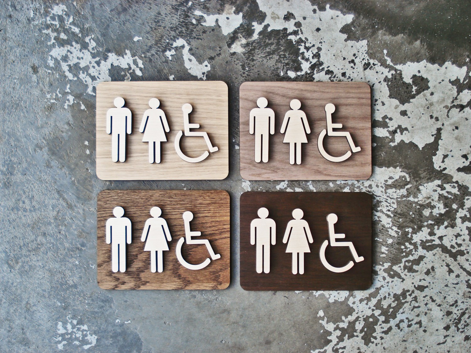 Modern Unisex Restroom Bathroom Sign WC Signage 6 x