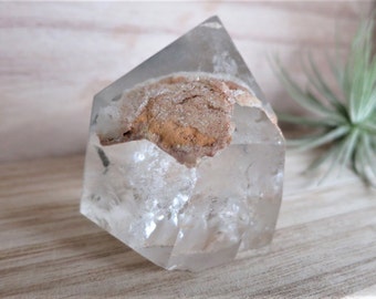 Polished Quartz Tower (Generator) with RARE Tri-Colour Inclusions / Lodolite / Garden Quartz - ITEM #82 - 6 x 6.2 x 5cm
