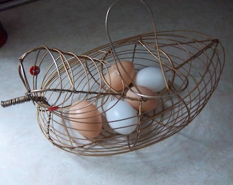 Vintage Wire Egg Gathering Basket