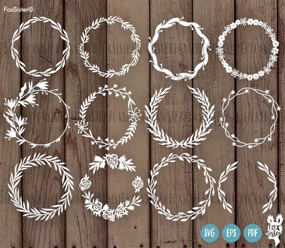 Download BIG SVG Bundle 12 Blank Circle Monogram Frames/Wreath svg