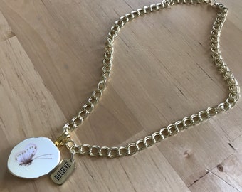 Butterfly Broken China Necklace