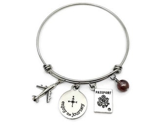 Wanderlust Charm Bracelet, Travel Bracelet, Travel Gift for Her, Wanderlust Jewelry, Adventure Bracelet, CBR7002