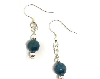 Blue Apatite Dropper Earrings 'SLIMSY'