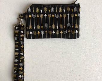 Gold arrows small zippered pouch
