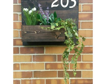 Rustic Address Planter, Address Sign, House Numbers Sign, Address Plaque, New House, Address Planter, Horizontal Address Sign