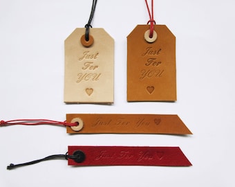 Leather Gift Tags, Hand-stamped Gift Tags
