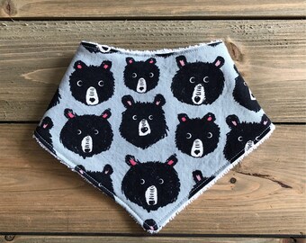 Baby Bandana Bib - Teddy and the Bears Print - Cotton Bandana Bib - Baby Shower Gift - Bear Bandana Bib
