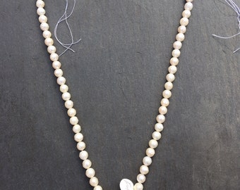 Faceted Round White Freshwater Pearl Beads 6-7 mm