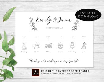 floral wedding program template etsy