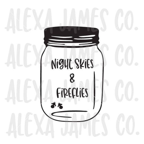 Download Night Skies and Fireflies SVG SVG Cut File Mason jar stencil