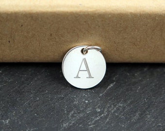 Sterling Silver Engraved Initial Tag 10mm