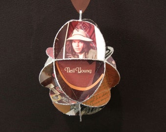 Neil Young Album Cover Ornament Made From Repurposed Record Jackets