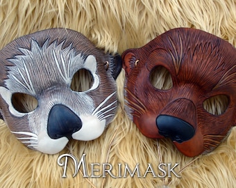 MADE TO ORDER Otter Leather Mask... masquerade costume mardi gras halloween burning man cute sea otter river otter