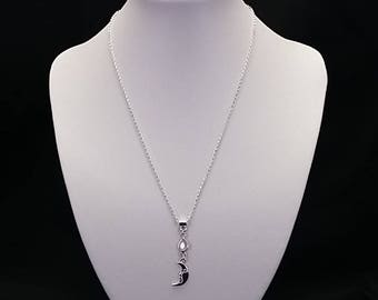 925 Sterling Silver Rainbow Moonstone Moon Necklace