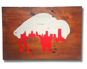 Buffalo with City Skyline Pallet Sign