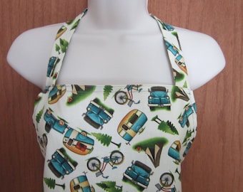Adult Full Apron Glamping Vintage campers, bicycles and trucks