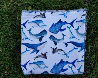 Whale Blanket-Sea Blanket-Whale Nursery-Whale Decor-whale Bedding-Baby Shower Gift-Ocean Nursery-Ocean Decor