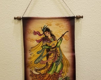 Painting on leather scroll. Persian Miniature