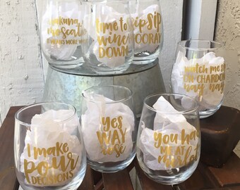Wine Pun Stemless Wine Glasses, Funny Wine Glass, Wine Puns, Wine Gifts, Customized Wine Glasses, Stemless Wine Glass, Funny Wine Gifts