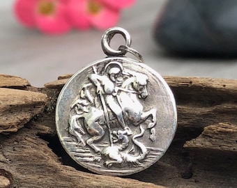 Saint George charm. Vintage 900 silver.