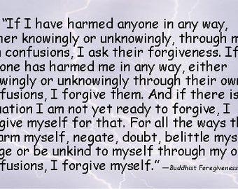 Buddhist Forgiveness Prayer calling cards